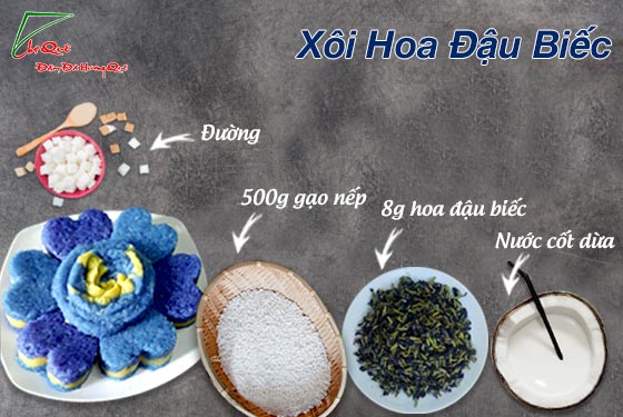 hoa đậu biếc khô nấu xôi